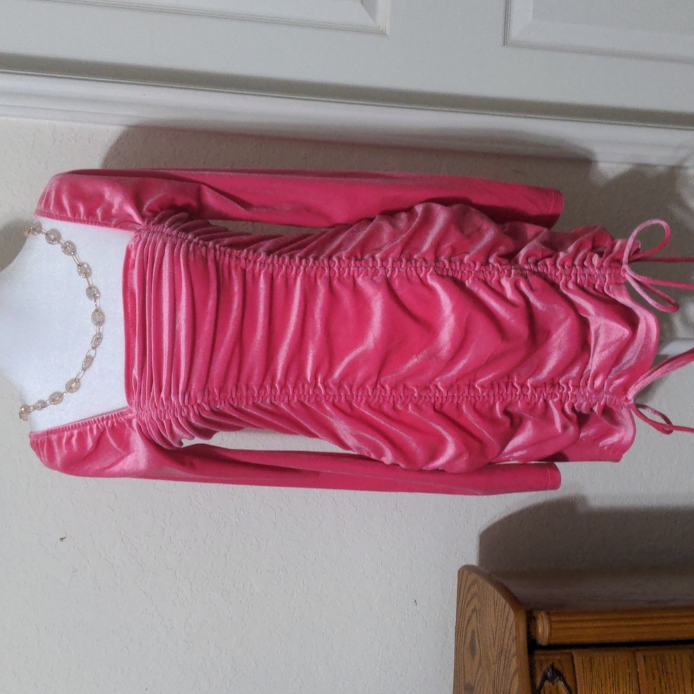 Wild Fable Women's Pink Velvet Ruched Bodycon Mini Dress. Size M NWT